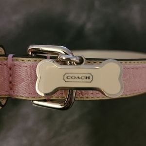 Coach medium pink/white collar and large leash